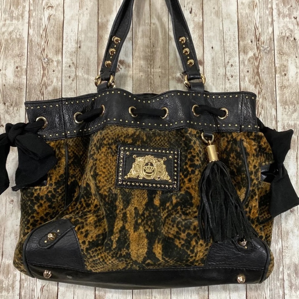 Juicy Couture Snake Print Black And Gold Purse